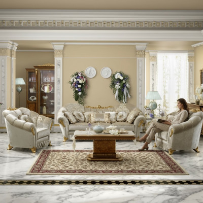 Sala de estar conjunto de sofá de tela 3+1+1 asientos sofá asiento acolchado Italia