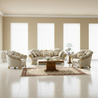 Sala de estar conjunto de sofá de tela 3+1+1 asientos sofá asiento acolchado Italia