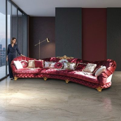 Sofá de diseñador Sofá de esquina conjunto de sala de estar Sofá redondo Terciopelo Sofá Sofá de esquina Italia
