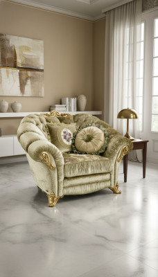 Silla de lujo tapizada Cóctel Relax Sala de estar Sillas Muebles Diseño Sillón beige