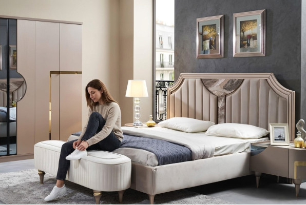 Marco de la cama Doble Estructuras de cama de madera Dormitorio Blanco Lujo Cama Moderna Camas