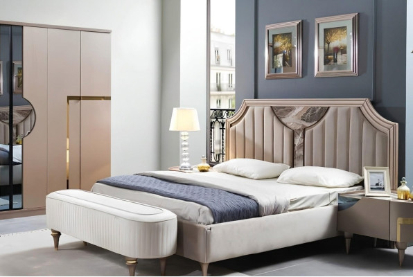 Marco de la cama Doble Estructuras de cama de madera Dormitorio Blanco Lujo Cama Moderna Camas