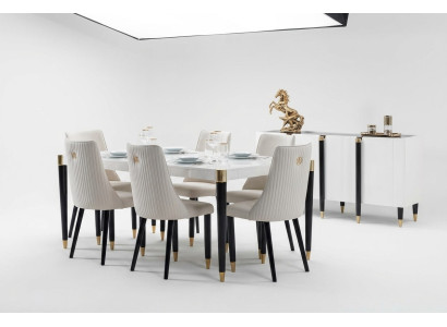 Grupo de comedor Conjunto Completo de Silla de Diseño 6x Sillas Tapizadas de Tela