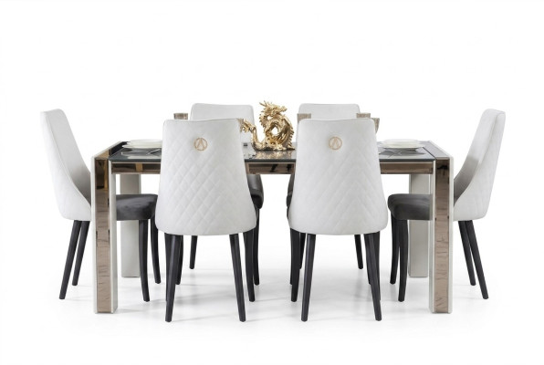 Tapizado Textil Tela Conjunto de comedor Sofá Set Completo Diseño Sillón 6 Sillas