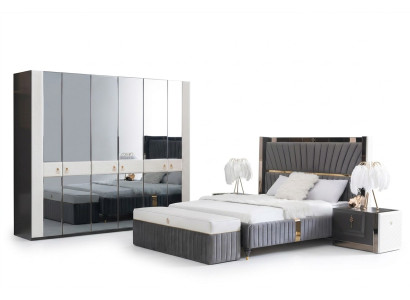 Dormitorio Juego completo Cama Mesita de noche Taburete 5 piezas Diseño Muebles de madera Conjuntos Nuevo