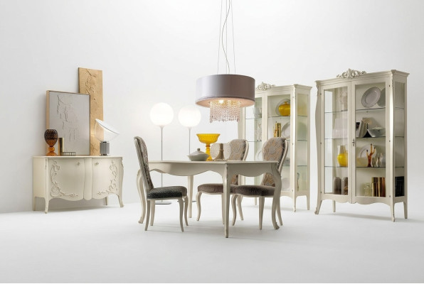 Garnitur Set Mesa 4 sillas Silla Vitrina Set Cómoda Grupo de comedor de 8 piezas Comedor