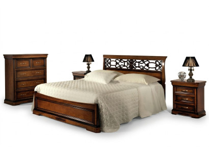 Cama 2x Mesita de noche Dormitorio Conjunto Mesa Camas Juego completo de madera Barroco 3 piezas.