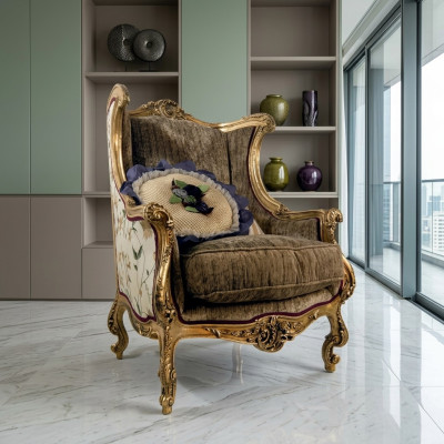 Sillón Librería Silla Orejera Tapizado Muebles italianos Sillas de lujo Nuevos