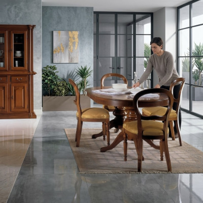 Grupo de muebles de comedor italiano, set de muebles de 5 piezas, mesa de comedor y 4 sillas de lujo.