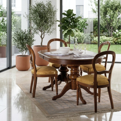 Grupo de muebles de comedor italiano, set de muebles de 5 piezas, mesa de comedor y 4 sillas de lujo.