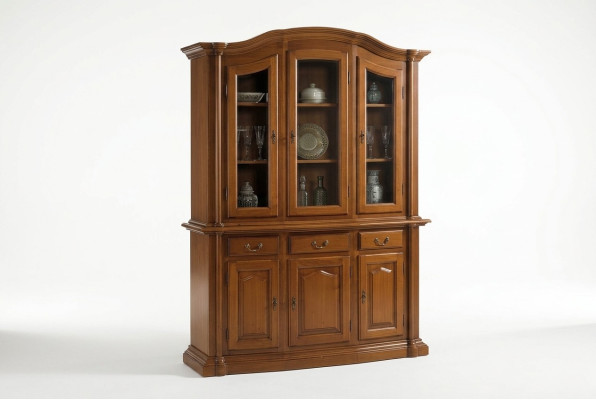 Vitrina de madera maciza para muebles de salón, aparador de madera maciza con puertas de vidrio.