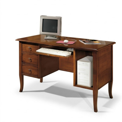Escritorio italiano con cajones extensibles de madera maciza.
