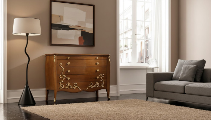Cómoda Aparador Credenza Marrón Macizo Aparadores Muebles de Madera Armario Cajoneras