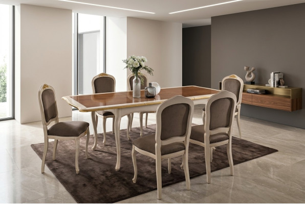 Mesa de póquer + 6 sillas Juego de comedor clásico completo Muebles barrocos