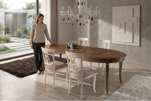 Juego de comedor Conjunto de comedor clásico de madera maciza de 4 piezas Conjunto de sillas 4x sillas