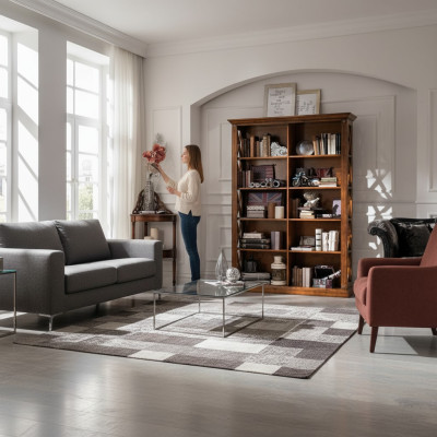 Vitrina de sala de estar, armario, estantería, aparador, muebles clásicos, estantes, madera.