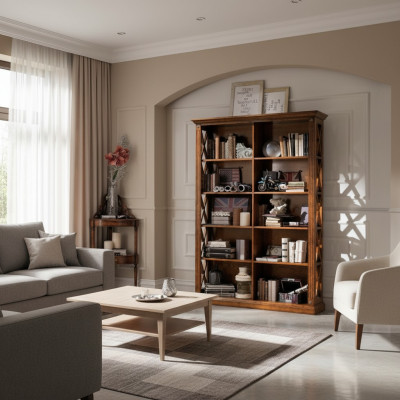 Vitrina de sala de estar, armario, estantería, aparador, muebles clásicos, estantes, madera.