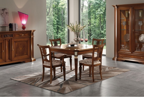 Mesa de comedor de lujo, mesa extensible, mesas de madera, diseño de comedor moderno, Italia.