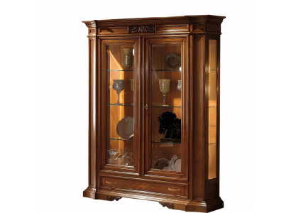 Vitrina Aparador Vitrinas Lujo Vidrio Armario Armarios Marrón Madera Diseño Muebles