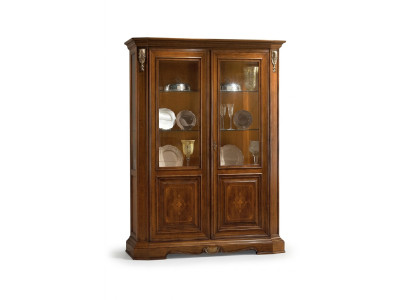 Vitrina de 2 puertas de madera, armario de vitrinas, vitrinas de salón, muebles de diseño de armarios de vidrio.