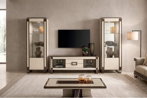 Diseño de pared de salón, aparador, 2 vitrinas, mueble para TV, aparador, conjunto de 3 piezas de paredes de salón.