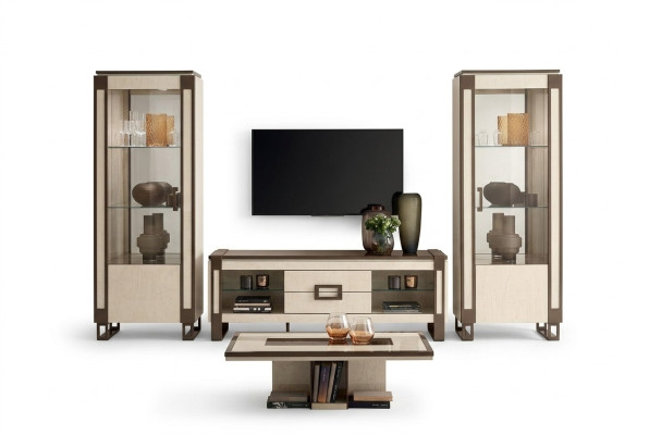 Diseño de pared de salón, aparador, 2 vitrinas, mueble para TV, aparador, conjunto de 3 piezas de paredes de salón.