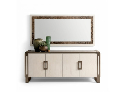 Cómoda de diseñador, aparador, mesa baja, armario, estante para sala de estar de lujo con espejo.