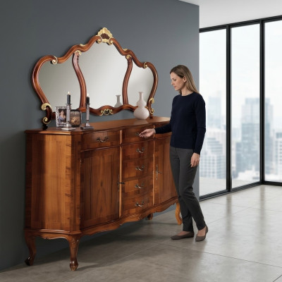 Cómoda marrón tocador mesa de maquillaje tocador con espejo 7 cajones nuevo