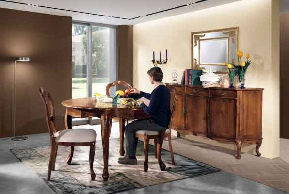 Armario Sala de estar Estante Lujo Madera Diseño Cómoda Aparador Lateral Marrón Muebles