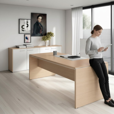 Escritorio de ordenador de haya, mobiliario de oficina, mesa de trabajo, escritorio, muebles, Frezza.