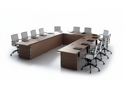 Mesa de conferencia Sillas Grupo de muebles de oficina italiano Escritorio de oficina Mesa de reuniones 7 piezas.