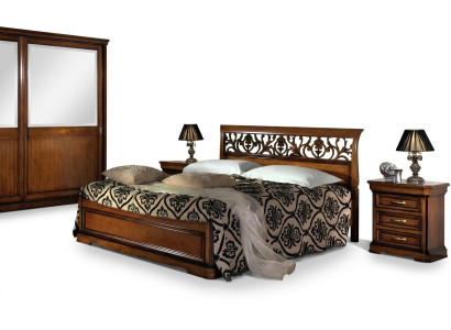 Cama de lujo de madera con conjunto de dormitorio, camas 2x, mesita de noche, consola y mesa auxiliar de 3 piezas.