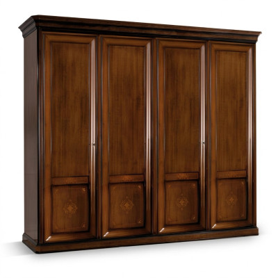 Mueble armario de lujo italiano en madera maciza para dormitorio.