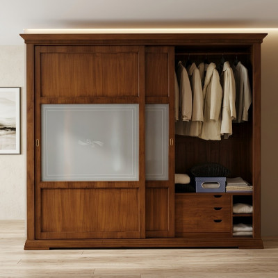 Armario de ropa de lujo Armario de dormitorio Armarios de madera maciza Muebles italianos