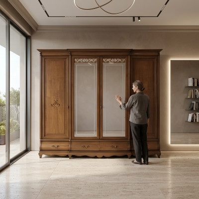 Conjunto de armario de madera para dormitorio de madera maciza muebles italianos armarios