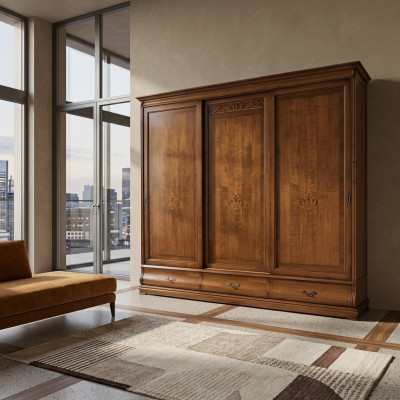 Armario con puertas correderas Armario de madera real Lujo Armarios Muebles italianos