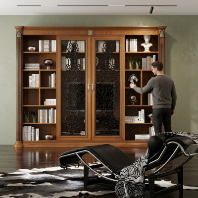 Mueble de televisión librería mural de madera maciza madera real Nuevo
