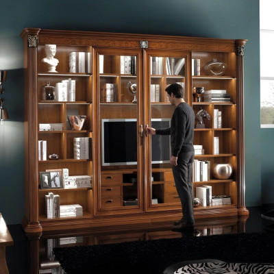 Mueble vitrina de madera para sala de estar, muebles de pared para televisión.