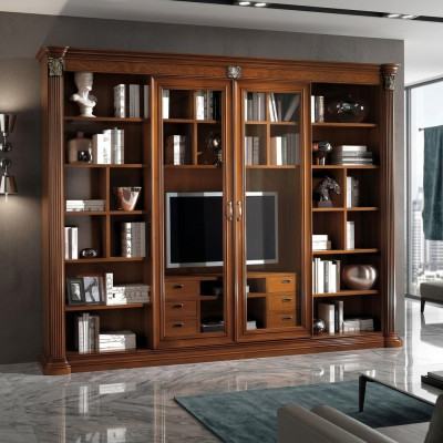 Mueble vitrina de madera para sala de estar, muebles de pared para televisión.