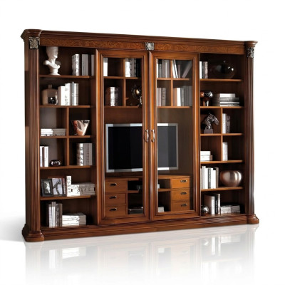 Mueble vitrina de madera para sala de estar, muebles de pared para televisión.