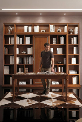 Estantería de libros Muebles italianos Estante de madera Armarios Estantes Vitrina Aparador