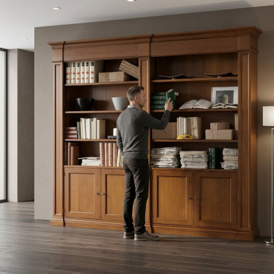 Mueble de archivo de madera maciza para oficina, armario estantería, estanterías, armarios, librería maciza.