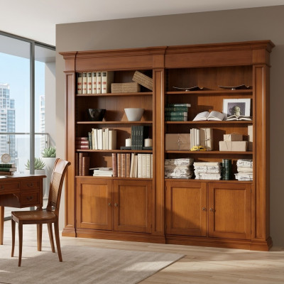 Mueble de archivo de madera maciza para oficina, armario estantería, estanterías, armarios, librería maciza.