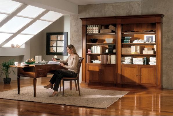 Muebles de oficina Escritorio Estantería de libros Conjunto de 2 piezas Italia