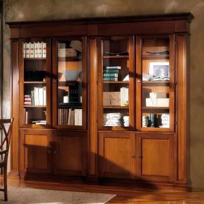 Estantería de salón, estante, librería, madera, armario de oficina, vitrinas, Italia.