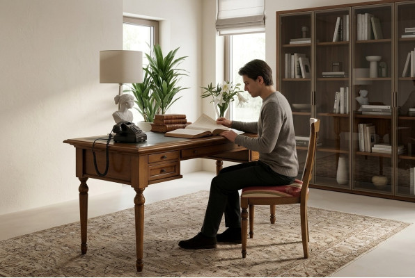 Escritorio Secretario Muebles italianos Mesa Silla Conjunto Oficina 2 piezas Escritorios