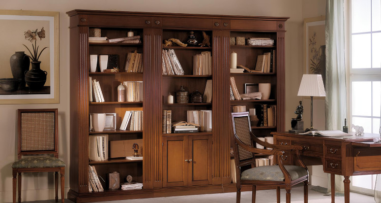 Armario de salón de lujo, librería de madera, armario de oficina, gabinetes, vitrina de Italia.