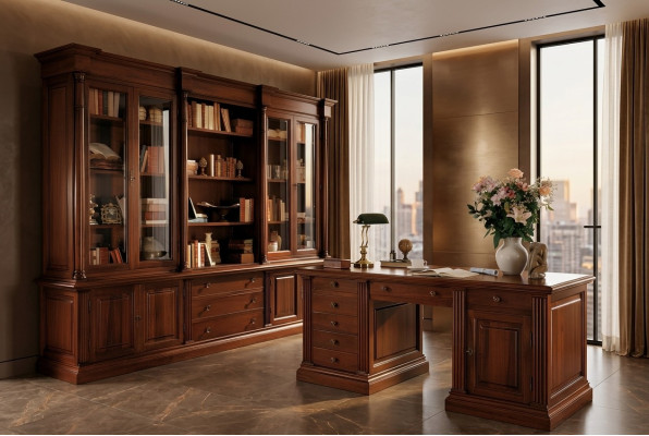 Biblioteca de oficina Armario de madera Armario de oficina Estante Armarios Vitrina Muebles italianos