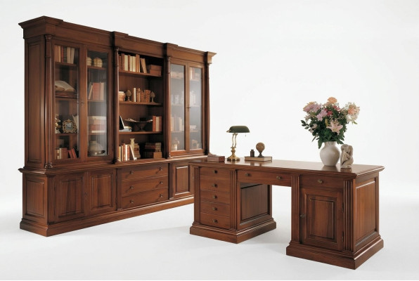 Muebles de oficina de madera maciza, escritorio, estantería, mesa, estante, armario de 2 piezas.