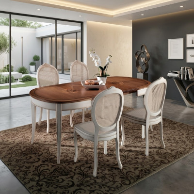 Mesa de comedor estilo antiguo de madera maciza Mesa de comedor italiana Mesa de madera Muebles